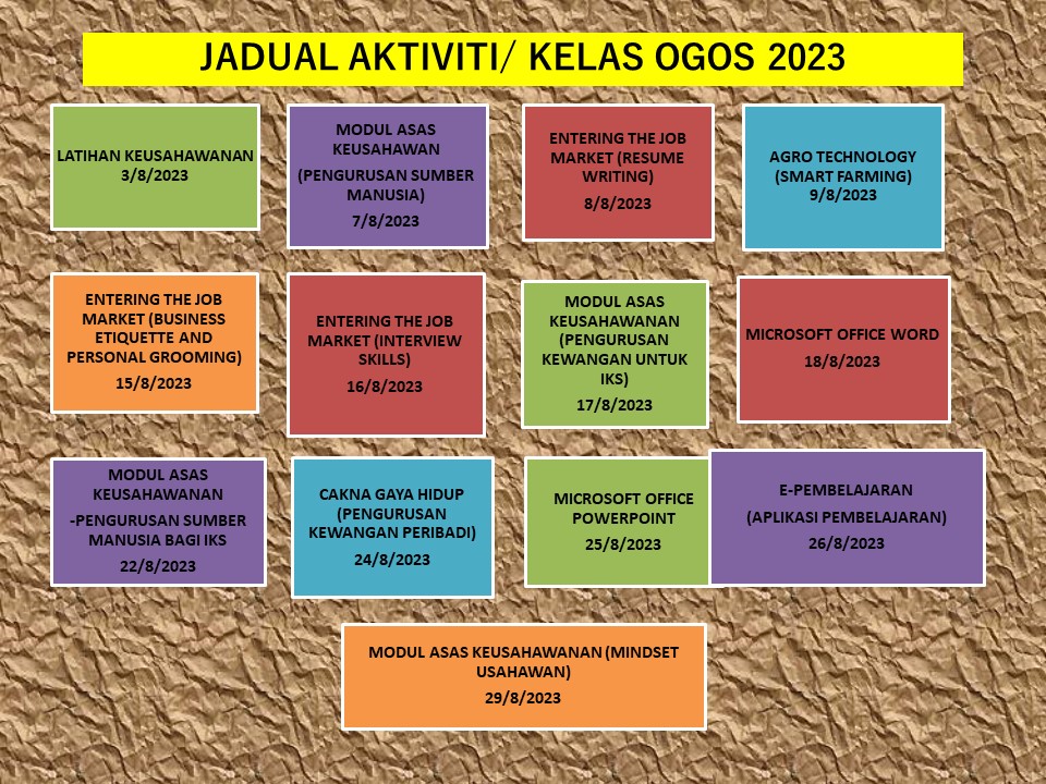 Jadual Aktiviti Ogos 1 2023